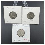 Three Silver War Nickels