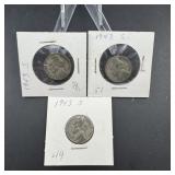 Three Silver War Nickels