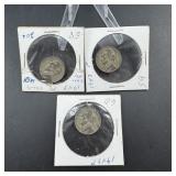 Three Silver War Nickels