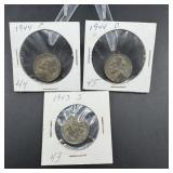 Three Silver War Nickels