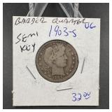 1903s Barber Quarter Semi Key