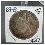 1869-s Seated Liberty Half Dollar