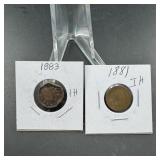 1881 & 1883 Indian Head Cents