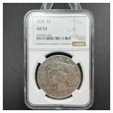1935 Peace Silver Dollar Ngc Au53