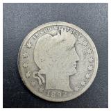 1892 Barber Silver Quarter