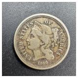 1866 Three Cent Silver Coin