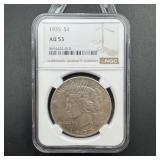 1935 Peace Silver Dollar Ngc Au53