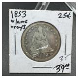 1853 Seated Liberty Quarter