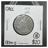 1854 Seated Liberty Quarter