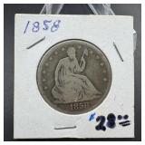 1858 Seated Liberty Half Dollar