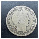 1907-d Barber Silver Half Dollar