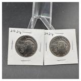 Two 2025 Kennedy Half Dollars
