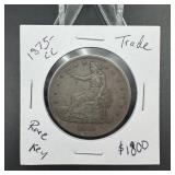 1875-cc Key Date Trade Silver Dollar