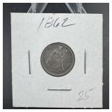 1862 Seated Liberty Silver Dime