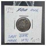 1891 Seated Liberty Silver Dime