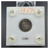 1857 Seated Liberty Silver Dime