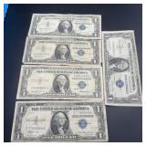 Five 1935 $1 Silver Certificates