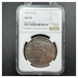 1926-d Peace Silver Dollar Ngc Au55