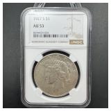 1927-s Peace Silver Dollar Ngc Au53