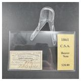 1861 Confederate States Of America $40 Bearer Note