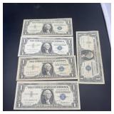 Five $1 Silver Certificates