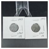 Two 1943 Steel Cents