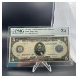 1914 $5 Federal Reserve Note Chicago Pmg Vf25
