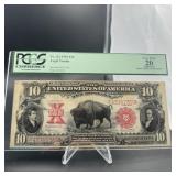1901 $10 Bison Legal Tender Note Pcgs Vf20 Apparen