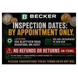 Inspection Dates: By Appointment Only. Location: 5