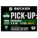 Pick-up: Thursday, July 16th: 9 A.m.-5 P.m. Only!