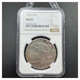 1924-s Peace Silver Dollar Ngc Au55