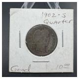 1902-s Barber Silver Quarter