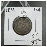 1891 Seated Liberty Dime