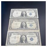 Three Star Notes $1 Silver Certificates