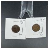1936-d & 1934-d Wheat Cents