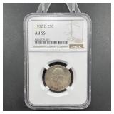 1932-d Key Date Washington Quarter Au55