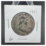 1951 Franklin Silver Half Dollar