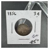 1856 Three Cent Silver Coin