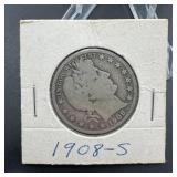 1908-s Barber Silver Half Dollar