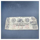 Bank Of Owego $5 Obsolete Bank Note