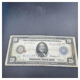 1914 $20 Federal Reserve Note Blue Seal