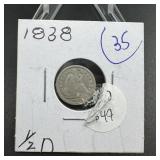 1838 Seated Liberty Half Dime