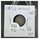 1853 Seated Liberty Half Dime