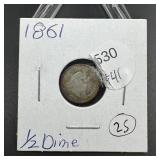 1861 Seated Liberty Half Dime
