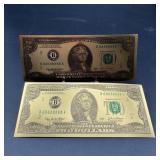 2 Gold Foil 1976 $2 Notes Novelty