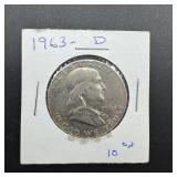 1963-D Franklin silver half dollar.
