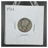 1921 Mercury Silver Dime