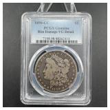 1890-CC Morgan silver dollar, graded Very Good Det