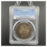 1880-CC Morgan silver dollar, graded G-6.