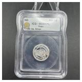 ICG graded MS-69 Proof-Like 1/10 oz silver round.